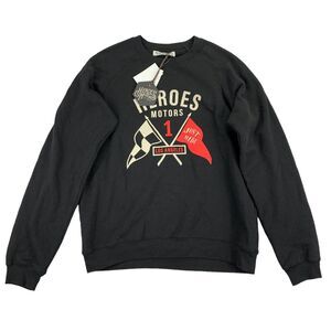 Heroes Motors Mens LA Flagged Crewneck Fleece Pullover Sweatshirt Black M